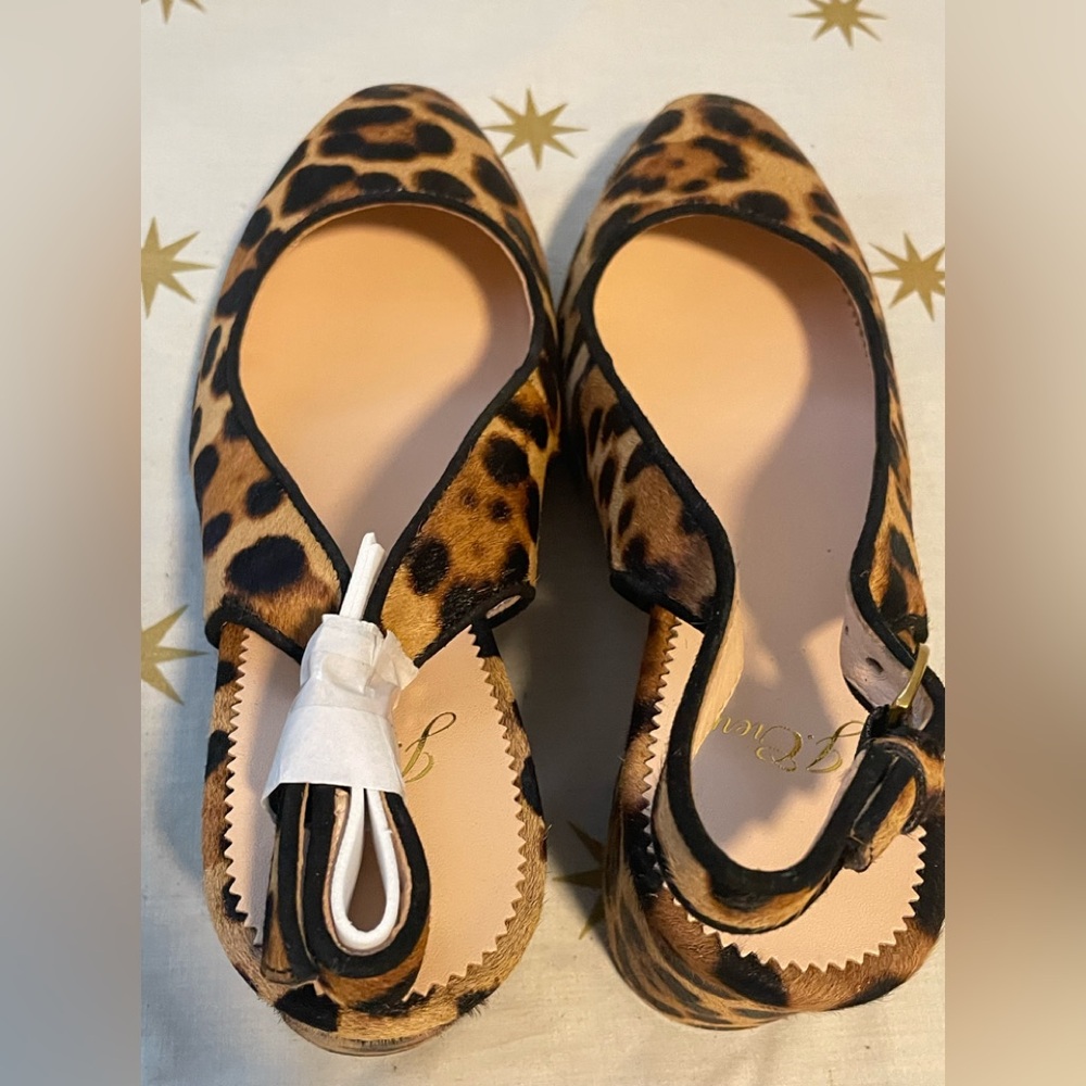 NWOT J. Crew Leopard Print Calf Hair Slingback Heels Size 7.5 - Picture 7 of 10